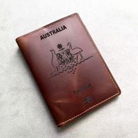 Personalised Leather Passport Holder Australia Cowhide Australian Passport Cover Travel Wallet Full Leather Travel Accessories Card Holders