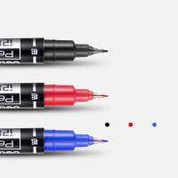 3ชิ้นเซ็ต Dual Tip ถาวร Marker ปากกามาร์กเกอร์กันน้ำ FineMedium Point 0.5มม.-1มม. ปากกา Marker สีดำสีฟ้าสีแดงหมึก Art Supplies