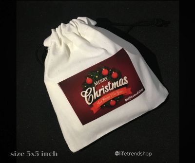 Gift bag MerryChristmas New Year ถุงของขวัญน่ารัก แยกเก็บของ เก็บหูฟังไอโฟน กุญแจขนาด 5x5inch หลายดีไซน์