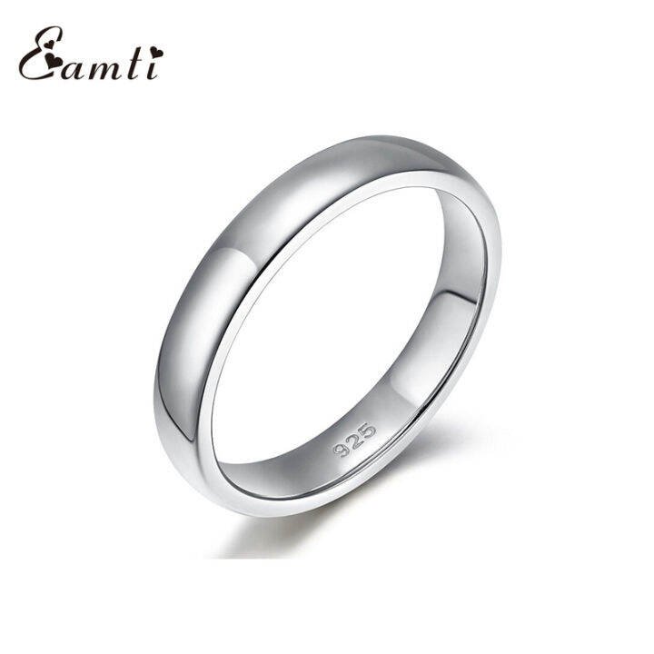 EAMTI 4mm 6mm 925 Sterling Silver Ring High Polish Plain Dome