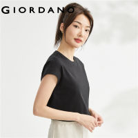 GIORDANO ผู้หญิง เสื้อยืดแขนสั้นคอเต่าขนาดเล็กผ้าฝ้ายถักสีทึบ Free Shipping 13323309