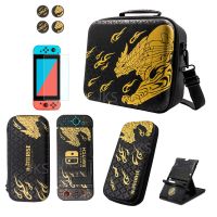 Monster Hunter RISE Storage Bag Hard Box Travel Carrying Case Thumb Grip Cap Tempered Glass Film for Nintendo Switch Cases Covers