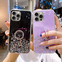 เคสโทรศัพท์ iPhone15 Plus iPhone 15 Pro Max iPhone 14 13 12 11 Pro Max รูปแบบใหม่2023เป็นประกายแวววาววิบวับเลื่อมกับแท่นวางวงกลมเคสiPhone 15เคสแบบนุ่ม