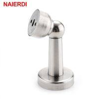 NAIERDI Stainless Steel Magnetic Sliver Door Stop Stopper Door Holder Catch Floor Fitting With Screws For Family Home Door Hardware Locks