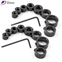 DISSO 18 Piece เหล็กคาร์บอนสตีล เจาะคอปก 1/8 ", 3/16", 1/4 ", 5/16", 3/8 ", 7/16", 1/2 "และ5/8" แหวนตำแหน่ง ชุดดอกสว่าน ทนทานต่อการใช้งาน วงแหวนจำกัด ดอกสว่านหยุดความลึก สำหรับช่างไม้การก่อสร้าง