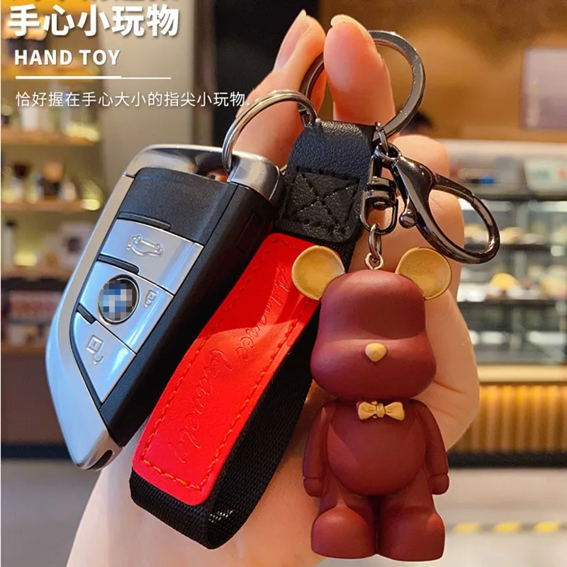 Nuolin Cute Leather Lady Girl Bear Keychain Animal Keychain Bag Charm  Pendant Jewelry Bulk 