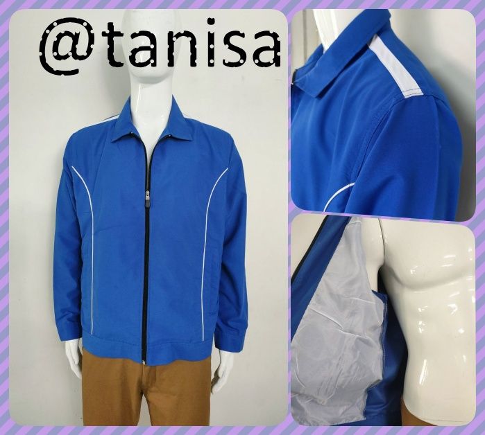 เสื้อแจ็คเก็ตกึ่งสูท-สีน้ำเงิน-ใส่ได้-ชาย-หญิง-ซิปหน้า-คละไซร์งานผลิตในไทยจากโรงงานครบวงจร