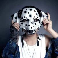 Cosplay Dalmatian Mask Half-face Animal Mask Halloween Rave Carnival Dance Party Role Playing Prop Pet Pug Masquerade Headwear