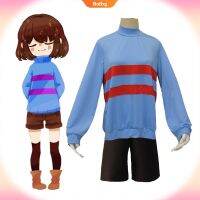 เสื้อกันหนาวแขนยาว คอสูง และกางเกงขาสั้น ลายการ์ตูนอนิเมะเกม Undertale Frisk Chara สําหรับแต่งคอสเพลย์ [BL]