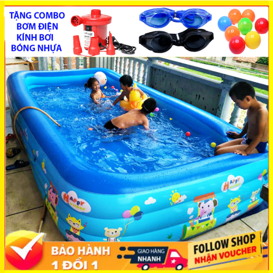 Bể bơi phao trẻ em 2m1và 1m8 bể bơi cho bé trong nhà hình chữ nhật kích - ảnh sản phẩm 1