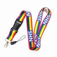 NHS Rainbow Print Lanyard Keychain for Key Phones ID Tag Badge Holder Anti Loss UK National Health Service Strap Necklace