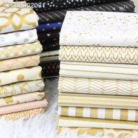 ❖❁♀ Half meter plain gilt silver cotton fabric with stripe round dot flower print handmade DIY patchwork bag material CR-280