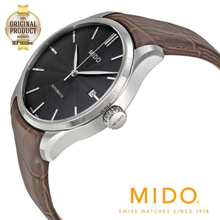 mido-belluna-ii-automatic-mens-watch-สายหนัง-รุ่น-m024-407-16-061-00-silver-black