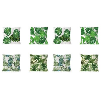 8Pcs Plant Cushion Cover Tropic Tree Green Throw Pillow Cover Palm Leaf Decorative Pillows Flower Cushion Cover 45X45cm