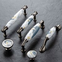 European Antique Furniture Handles Drawer Pulls Sky blue/Ceramic Door Handles Kitchen Cabinet Knobs and Handles