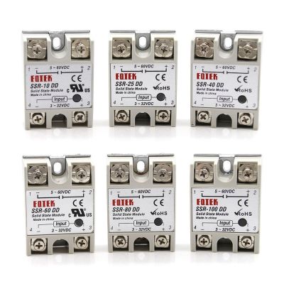 High Quality Single Phase Solid State Relay SSR 10-100DD DC Control DC 3-32VDC Input 5-60VDC Output SSR-40DD DC To DC Relay Base Electrical Circuitry