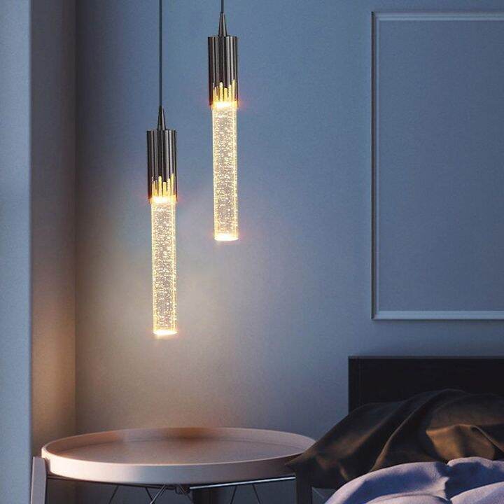 Nordic Bed Head Hanging Line Lamp Light Luxury Crystal Cozy TV