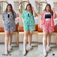 Set #Bigsize 2 ชิ้น เสื้อเชิ้ท + กางเกงขาสั้น Set #Bigsize 2 pcs. shirt + shorts TT14198