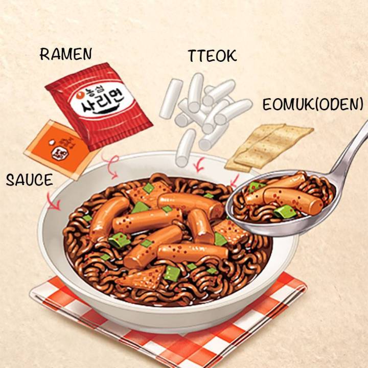 nongshim-cooktam-champong-rabokki-380g-บะหมี่ผสมต๊อกป๊อกกิเกาหลี-พร้อมซอสเผ็ดรสปลาหมึก-คุ๊กทัม-จัมปง
