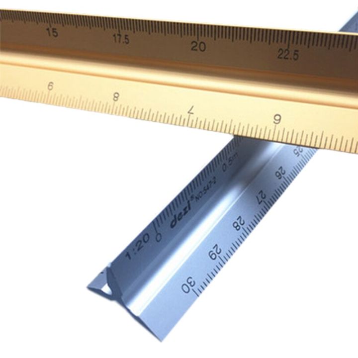 dezi-triangular-scale-ruler-1-20-1-500-alloy-metal-plastic-straight-ruler-30cm-architect-engineer-accurate-drafting-measure-tool