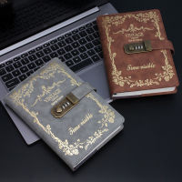 A5 Korea Retro Notebook Password Book with Lock Creative School Office Supplies Stationery Personal Diary Journal Cover planner