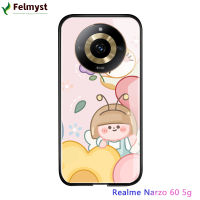 สำหรับ Realme 11 5G Realme Narzo 60 5G เคสฝาหลังกระจกเทมเปอร์เคสมันวาวลายการ์ตูนเด็กผู้หญิงน่ารักหรูหรา