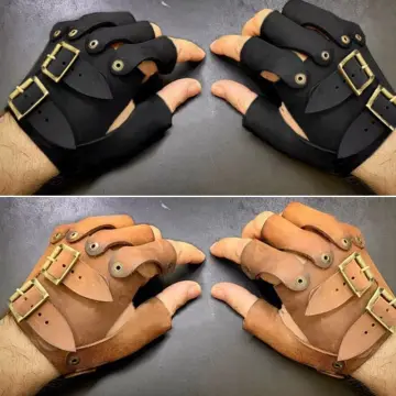 Medieval Steampunk Samurai Leather Bracer Long Glove Gauntlet