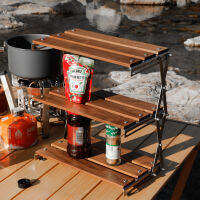 Outdoor camping แบบพกพาสามชั้น rack พับเดสก์ท็อป multi-functional บาร์บีคิว seasoning rack ปิกนิกน้ำหนักเบาติดตั้งฟรี