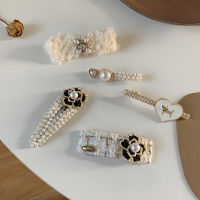 【cw】 World Rich Flower Black and White Classic Style BB Clip Barrettes Camellia ！