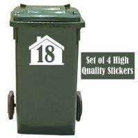 【LZ】♛  4 X White Wheelie Bin House Number Stickers Customized Personality 14cmx16cm