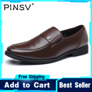PINSV Formal Shoes for Men Oxfords Leather Casual Shoes Pointed Toe Formal