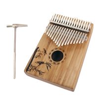 17 Keys Kalimba Bamboo Thumb Piano Pattern Kalimba Professional Finger Piano with Tuner Hammer