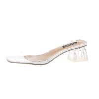 Womens High-heeled Sandals Crystal Open-toe Fashion Mid-heel Transparent Heels(34-43)