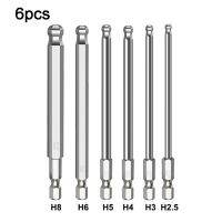 Toolstar ดอกสว่านไขควงปลายลูก6ชิ้นเมตริก1/4นิ้ว Hex Bit 100มม. ดอกไขควงแม่เหล็กบิต H2.5-H8