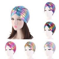 New Colorful Women Muslim Hijab Inner Hijab Caps Laser Silky Cross Turban Headband Headwrap Women Muslim Hijab Scarf Headscarf