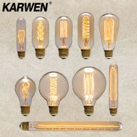 {ร้อน} 6ชิ้น/ล็อต Retro Edison หลอดไฟ E27 40W หลอดไส้220V ST64 A19 T45 T10 G80 G95 Ampoule Vintage หลอดไฟ Filament