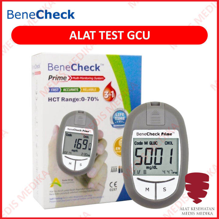 Alat Bene Check GCU 3in1 Test Glucose Cholesterol Uric Acid Cek Gula ...