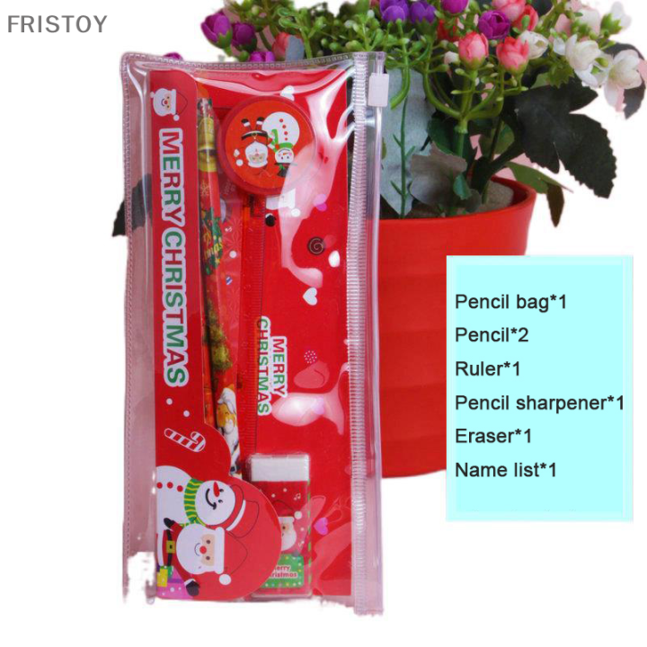 fristoy-5ชิ้น-แพ็ค-cute-christmas-stationery-set-ดินสอเหลาเครื่องเขียนของขวัญโรงเรียน