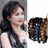 【YF】 Pearl Twist Headbands Women Wide Fishbone Braided Hairbands Handmade Head Hoop Hair Styling Headwear Accessories Girl Gifts