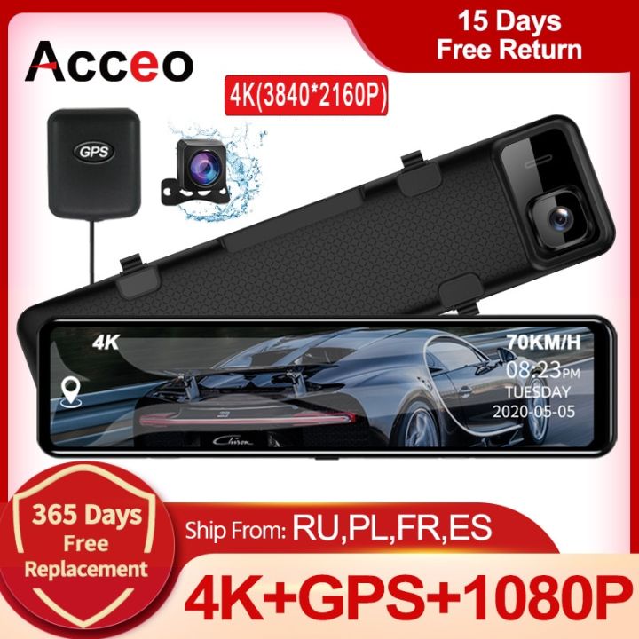 acceo-กล้องติดรถยนต์กระจกรถยนต์-dvr-4k-เลนส์คู่ระบบนำทาง-gps-หน้าจอสัมผัส-kamera-spion-ไดรฟ์บันทึกมองหลัง2160p-แบบ-full-hd