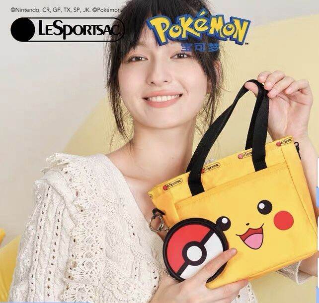 lesportsac-2023-2022ใหม่โปเกมอนแบรนด์ร่วมกระเป๋าถือ-pikachu-น่ารัก-x102