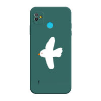 เคส Tecno Pop 5 4 เคสซิลิโคนเหลว ฝาครอบป้องกันนกการ์ตูน Flocking