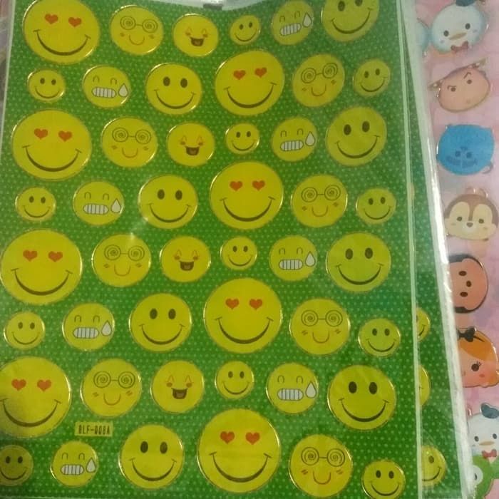 Diskon 12 Lembar Stiker Sticker Emoticon Emoji Smile Senyum Hemat