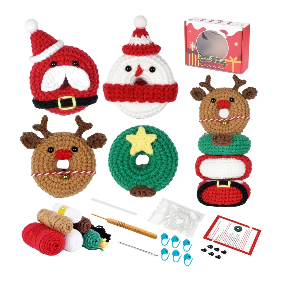 Loviver Christmas Crochet Kits DIY Crochet Doll Kits for Fireplaces  Birthday Gift