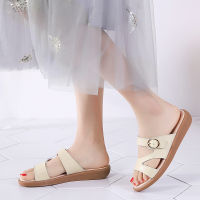 2022New Women Slippers Shoes Summer Slippers for Women Beach Flip Flops Shoes Leather Flats Sandals Buckle Simple Non-slip Shoes