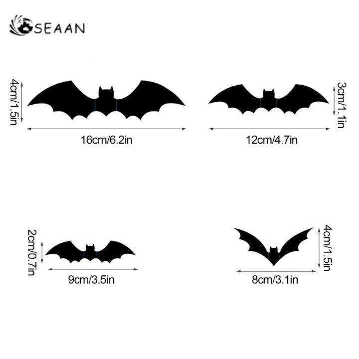 ค้างคาวตกแต่ง3d-12ชิ้นสติ๊กเกอร์ติดผนังค้างคาวฮัลโลวีน3d-สติกเกอร์ค้างคาวสติ๊กเกอร์ตกแต่งค้างคาวที่น่ากลัว-สำหรับฮาโลวีนปาร์ตี้ของใช้ของประดับหน้าต่างบ้าน-diy