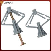 UMMEAX 100 PCS พลาสติกทำจากพลาสติก ชุดยึด drywall สีเทาและสีเทา ปลั๊กและสกรู จุดยึดผีเสื้อ การติดตั้งผนัง ไนลอนทำจากไนลอน ตัวยึดผนังกลวง แผ่นยิปซั่มบอร์ด