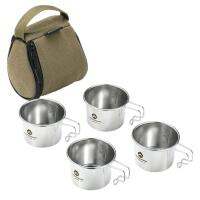 Portable 1 Set Universal High Hardness Outdoor Travel Tea Cup Reusable Camping Cup Set Hook Type Handle for Outdoor