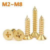 Golden Sink Head Phillips Flat Self-tapping Screws Metric Thread Brass Golden Screws Wood Board Fiberboard Chipboard Furniture Screw Nut Drivers