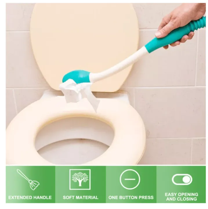 Long Handle Reach Comfort Bottom Wiper Self Wipe Assist Holder Toilet ...